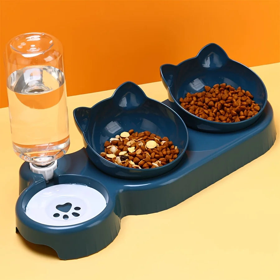 Futternäpfe mit Wasserspender, 3-in-1