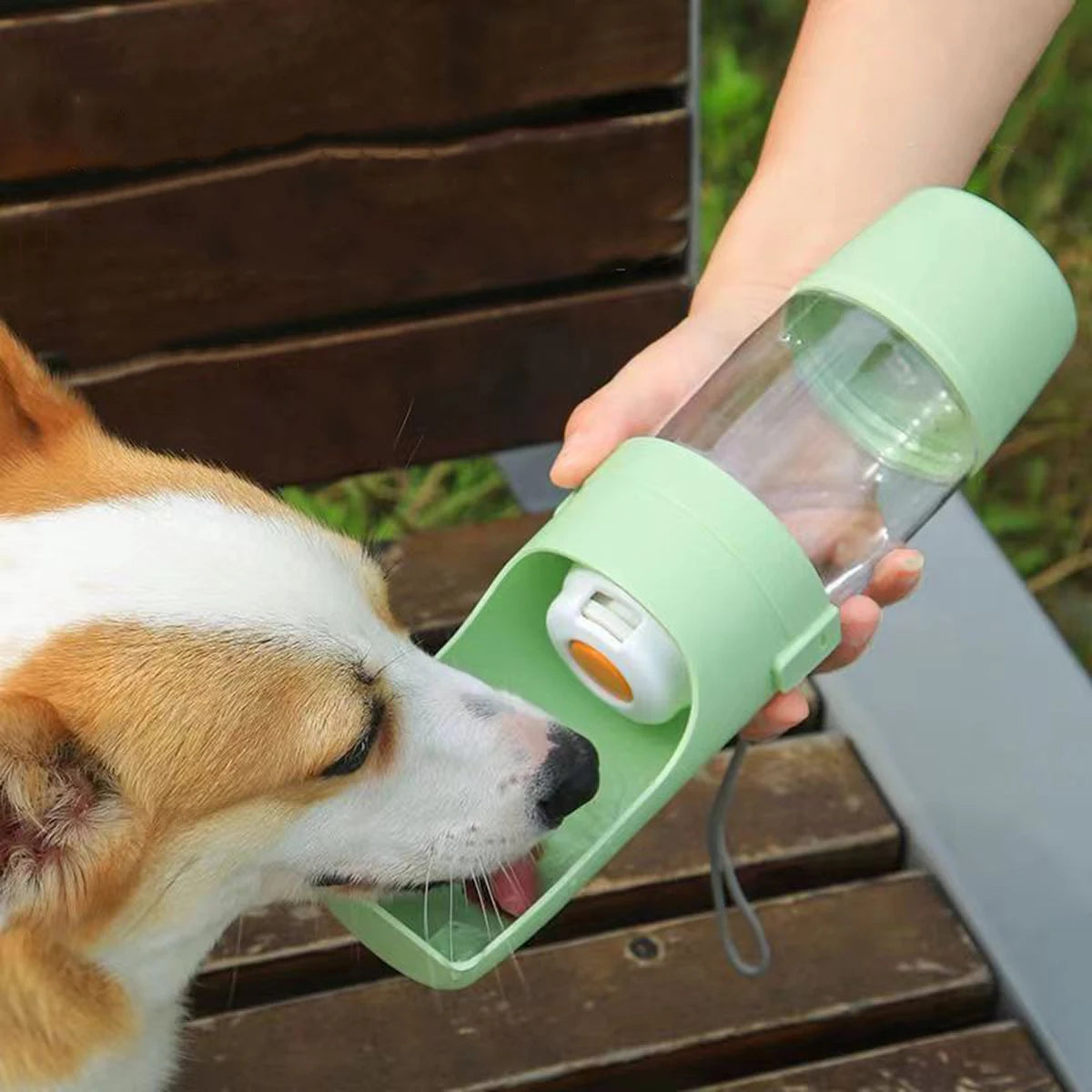 Tragbare Hunde-Katzen-Wasserflasche mit Futter- und Wasserbehälter